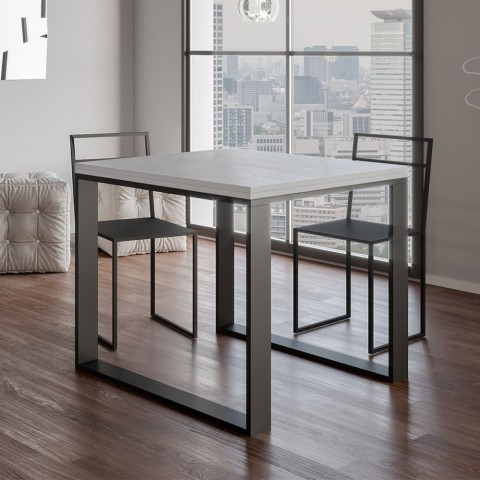 Tecno Libra 90x90-180cm lille træ hvidt farvet spisebord med udtræk