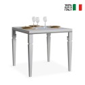 Impero Libra 90x90-180 cm lille træ hvidt farvet spisebord med udtræk På Tilbud