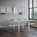 Impero Libra 90x90-180 cm lille træ hvidt farvet spisebord med udtræk Udsalg