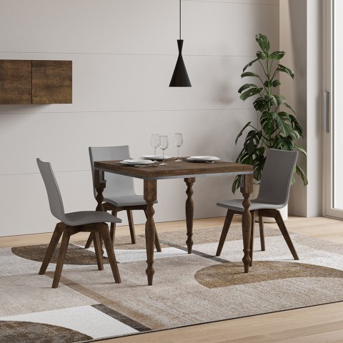 Romagna Libra Noix 90x90-180cm lille træ valnødeffekt spisebord udtræk