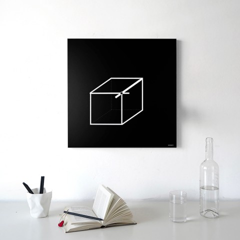 Firkantet vægur 50x50cm minimalt geometrisk design Cube