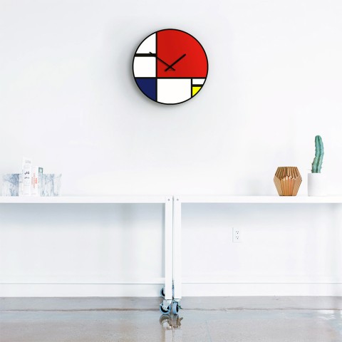 Mondrian stort vægur junghans rundt metal til køkken stue kontor Kampagne