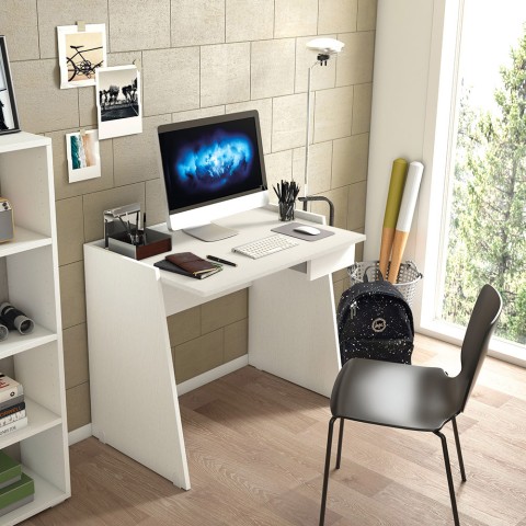 Contemporary træ skrivebord hvid med skuffe 90x60 cm bordplade kontor Kampagne
