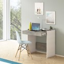 Home Desk træ skrivebord hvid med skuffe 80x40 cm betongrå bordplade Kampagne