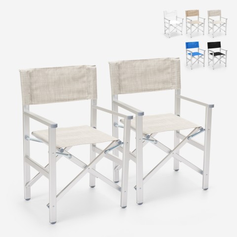 2 Bærbare foldbare strandstole i aluminium textilene Regista Gold