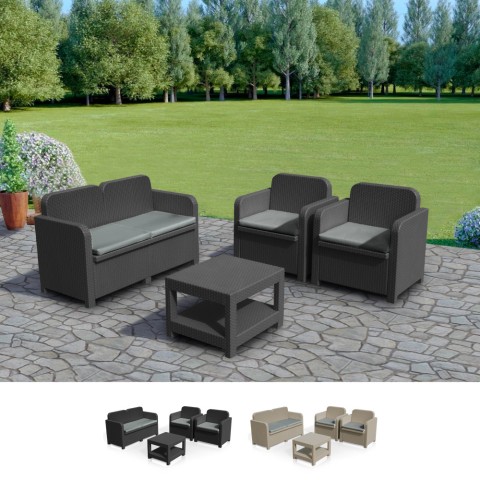 Sorrento Grand Soleil loungesæt rattan havemøbler sofa sofabord lænestol Kampagne