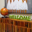 Welcome præserveret plante mos skilt dekoration indendørs med ramme Rabatter