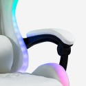 Pixy Plus hvid ergonomisk gamer kontorstol massage RGB lys kunstlæder 