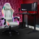 Hvid ergonomisk gaming stol med RGB LED lys i kunstlæder Pixy På Tilbud