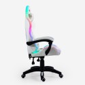 Hvid ergonomisk gaming stol med RGB LED lys i kunstlæder Pixy Udvalg