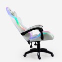Hvid ergonomisk gaming stol med RGB LED lys i kunstlæder Pixy Mængderabat
