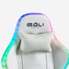 Hvid ergonomisk gaming stol med RGB LED lys i kunstlæder Pixy Model