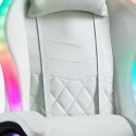 Hvid ergonomisk gaming stol med RGB LED lys i kunstlæder Pixy Omkostninger