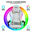 Hvid ergonomisk gaming stol med RGB LED lys i kunstlæder Pixy Pris