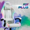 Pixy Plus hvid ergonomisk gamer kontorstol massage RGB lys kunstlæder Tilbud