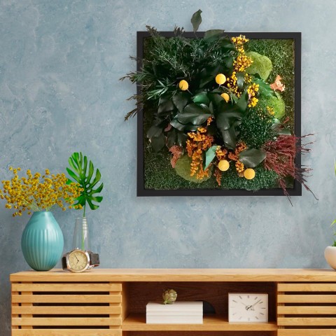 ForestMoss Dafne præserveret plantevæg dekoration indendørs med ramme