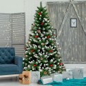 Rovaniemi 210 cm høj kunstigt plastik grøn juletræ med fod dekorationer På Tilbud
