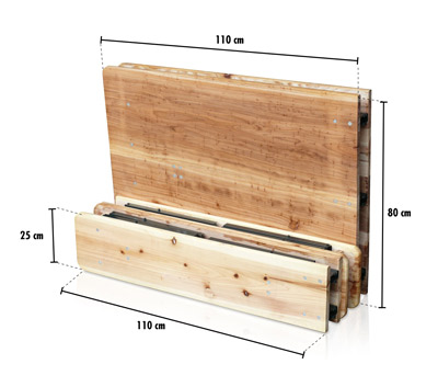 Foldet træbryggerisæt tabelbænke 220x80cm