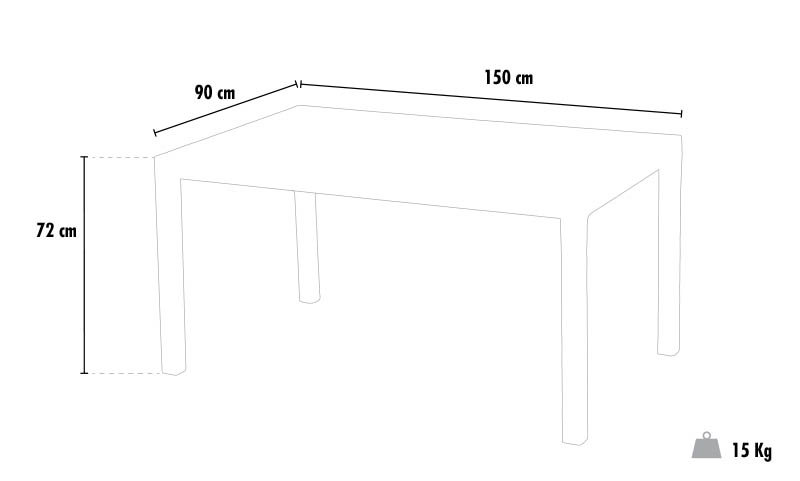 Polyrattan rektangulært bord plastik 150x90 Grand Soleil Boheme